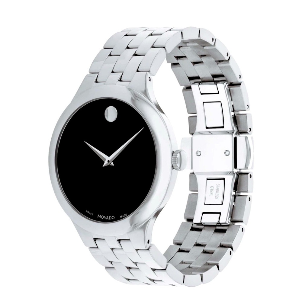 Brand New Movado Men’s Veturi Black Dial Stainless Steel 40mm Watch 0607415